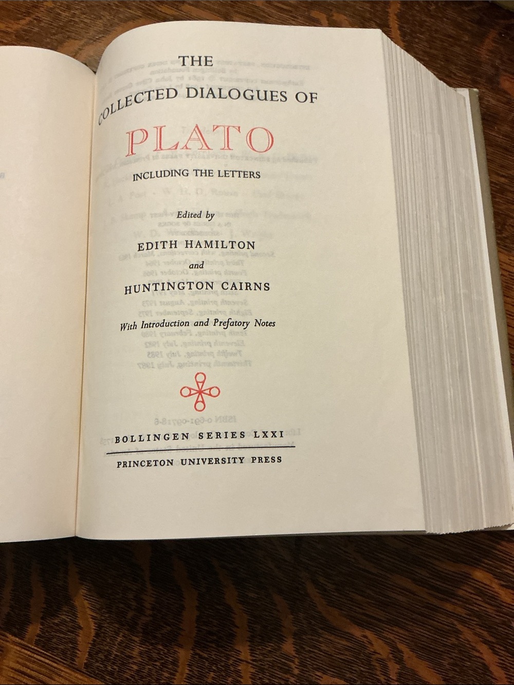 Hardcover The Collected Dialogues of Plato Including Letter 1967